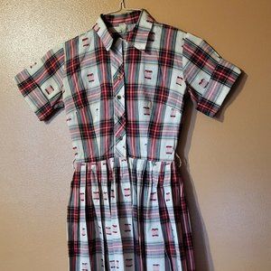 Vintage 1950s Union Made Shirtwaist Shirt Dress XS Extra Small Back Detail